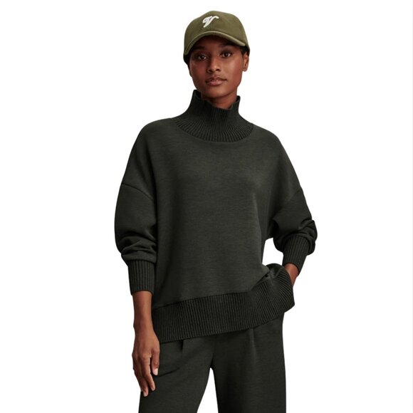 276. VARLEY Barker High-Neck Sweat Olive Mark Green $168 NWT Medium - Picture 1 of 5